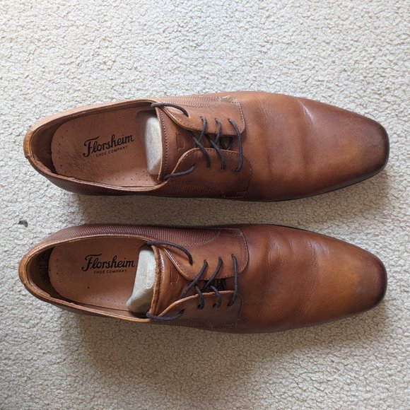 Florsheim Postino Men's Plain Toe Oxford Cognac Leather Dress Shoes 15150-221 - Picture 1 of 5